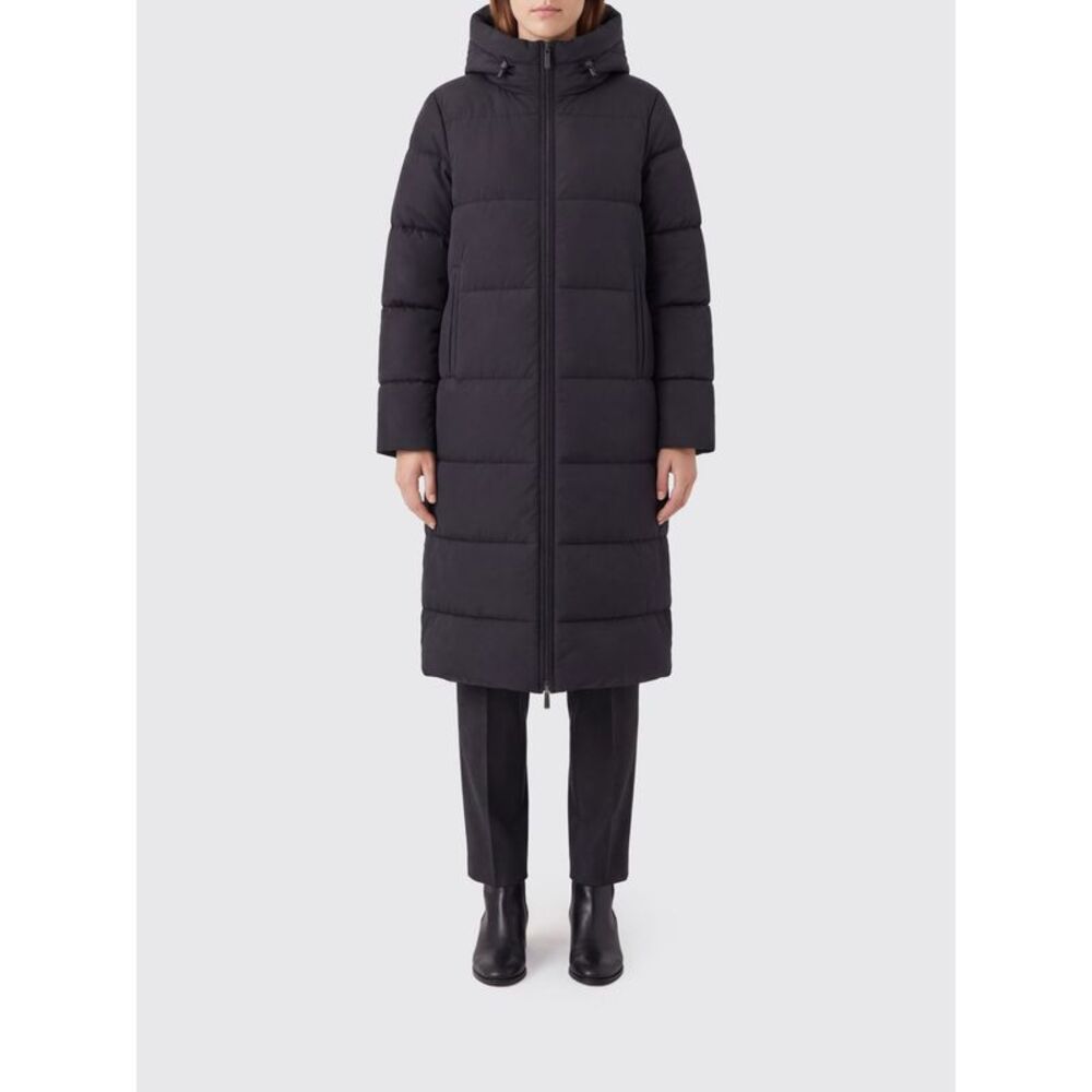 K-Way Women K-Way Long Quilted Down Jacket With Hood And Applied Logo